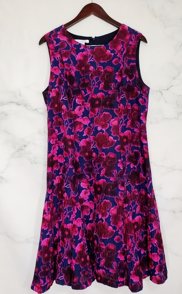 Oscar de la Renta Silk Floral Dress Size 10 - Picture 3 of 10